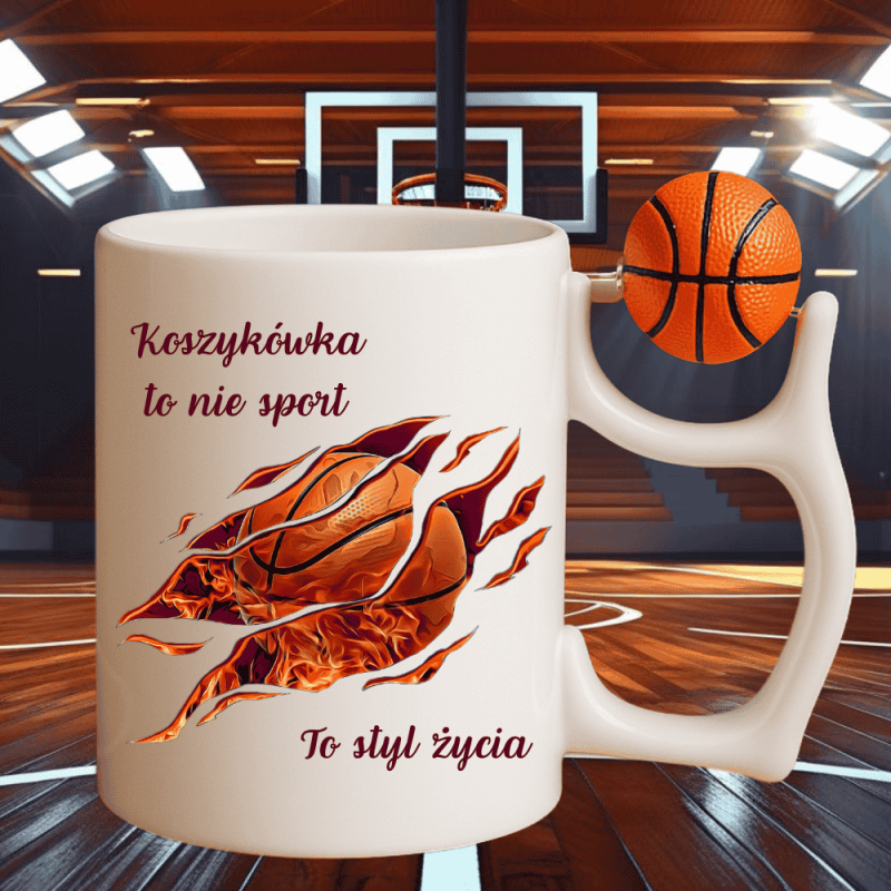 ubek dla fana koszykówki – z uchwytem w kształcie piłki i sportowym nadrukiem