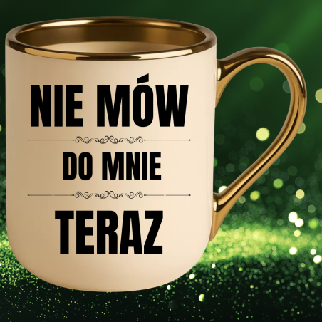 Śmieszny kubek na kawę do pracy – elegancki kremowy z nadrukiem