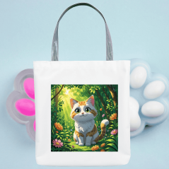 Torba materiałowa z kotem – kolorowy nadruk w stylu anime