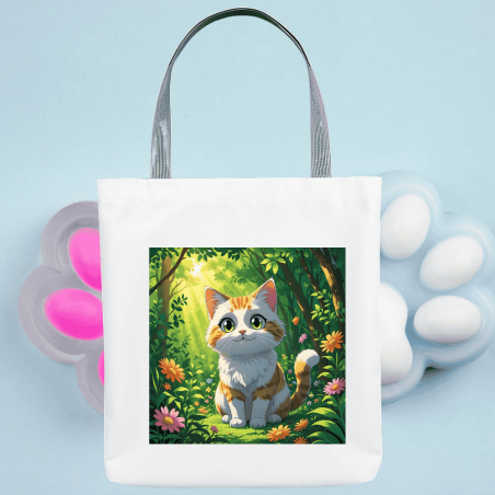 Torba materiałowa z kotem – kolorowy nadruk w stylu anime