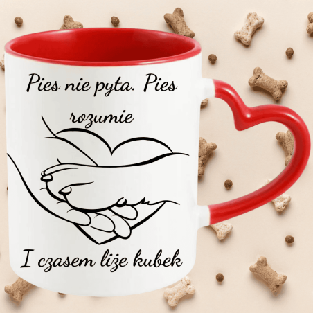 Kubek z nadrukiem dla miłośników psów – „Pies nie pyta, pies rozumie”