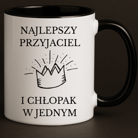 Kubek do kawy na Dzień Chłopaka z czarnym uchem i wnętrzem
