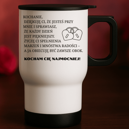 Kubek termiczny na kawę z nadrukiem na Dzień Chłopaka z życzeniami