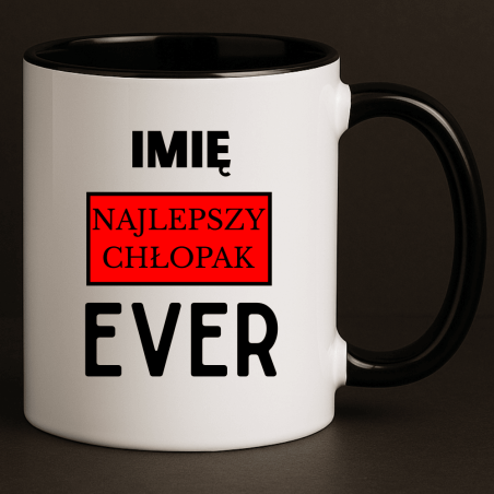 Kubek do kawy personalizowany na Dzień Chłopaka z napisem ''Najlepszy chłopak ever''
