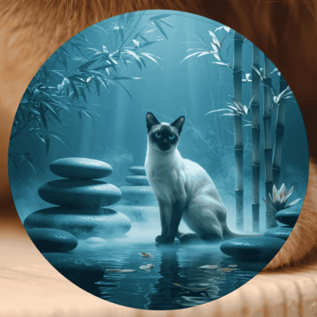Designer mouse pad – kot syjamski, okrągły format, home office / gaming