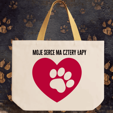 Torba płócienna dla psiarzy – „Moje serce ma cztery łapy
