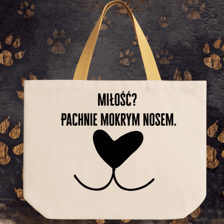 Torba na zakupy dla miłośników psów – „Miłość? Pachnie mokrym nosem