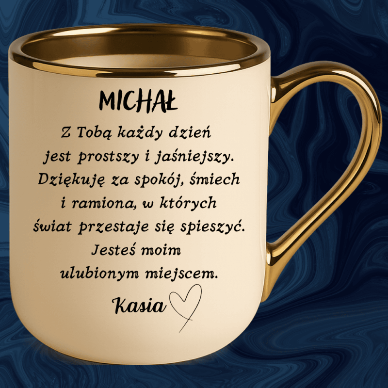 Kubek z napisem dla chłopaka – „Dziękuję za spokój i śmiech”