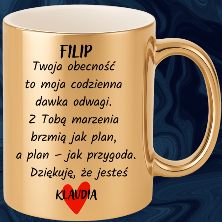 Kubek na Dzień Chłopaka – miłosny cytat, prezent dla niego