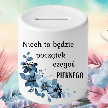 Skarbonka na cele i marzenia – „Niech to będzie początek czegoś nowego”, prezent motywacyjny
