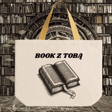 Torba płócienna z napisem – dla czytelnika zabawny nadruk "Book z Tobą"