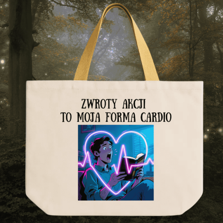 Torba płócienna dla miłośnika książek – „Zwroty akcji to moja forma cardio”, świetny prezent