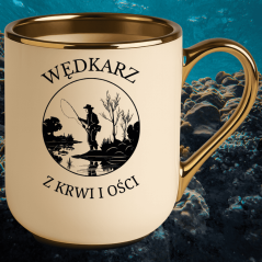 Kubek z nadrukiem na prezent dla wędkarza – „Wędkarz z krwi i ości”