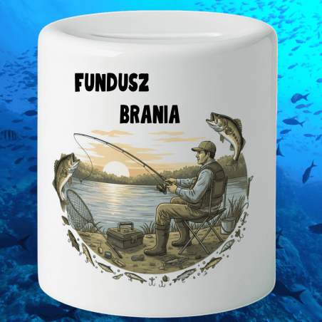 Skarbonka "Fundusz brania" dla miłośnika łowienia