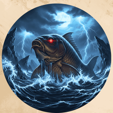 Okrągła podkładka pod mysz Demoniczny karp styl dark fantasy