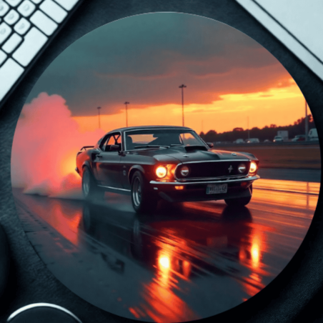 Okrągła podkładka pod mysz retro car – dla kierowców