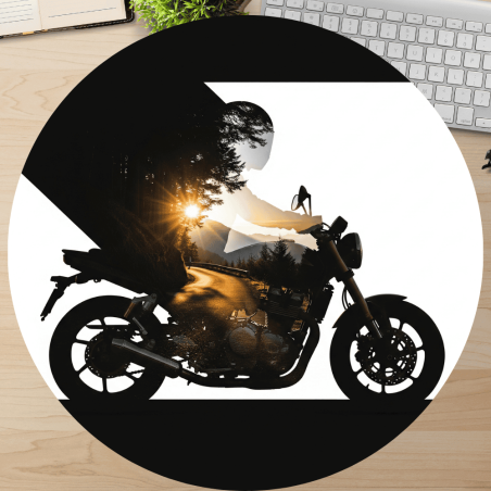 Podkładka okrągła dla motocyklisty – naked bike w podwójnej ekspozycji