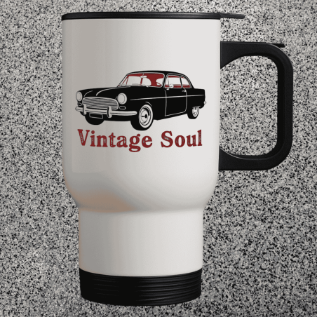 Kubek termiczny z klasycznym autem – napis „Vintage Soul”, idealny na prezent