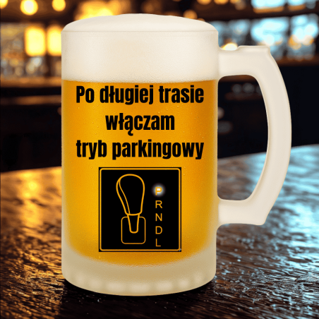 Kufel dla kierowcy – napis „Tryb parkingowy”, idealny upominek