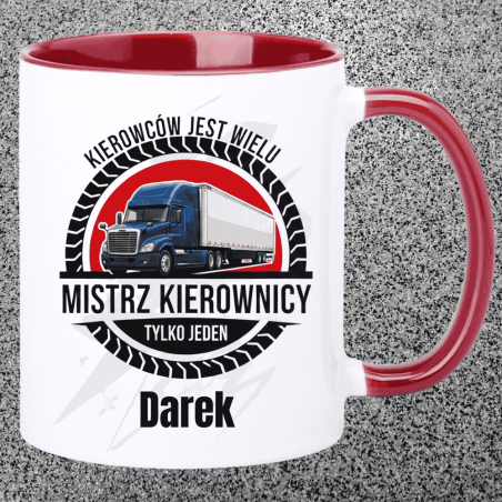 Kubek dla kierowcy ciężarówki – „Mistrz kierownicy jest tylko jeden”, personalizacja imieniem