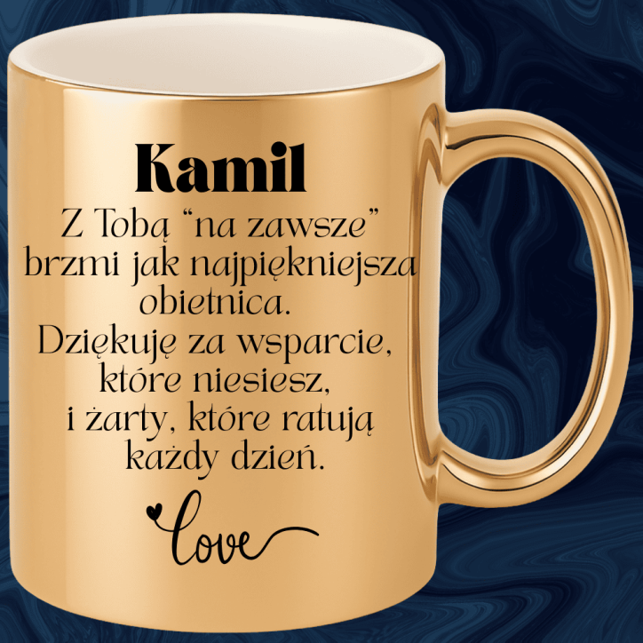 Kubek z dedykacją dla chłopaka – „Dziękuję za wsparcie”, personalizacja imieniem Kubek z dedykacją dla chłopaka – „Dziękuję za wsparcie”, personalizacja imieniem