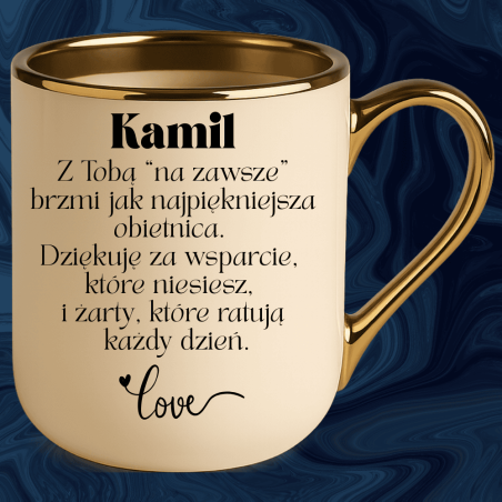 Kubek z podziękowaniem dla chłopaka – „Dziękuję za wsparcie”, z imieniem