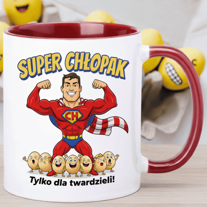 Śmieszny kubek dla chłopaka "Super chłopak", idealny prezent na dzień chłopaka