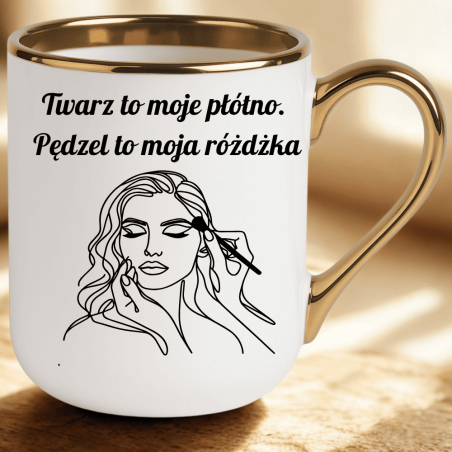 Must-have w salonie beauty kubek z wybraną grafiką dla makijażystki