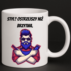 Styl i pasja w jednym kubek z wybraną grafiką i tekstem dla barbera