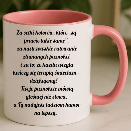 Personalizowany prezent z tekstem kubek beauty dla stylistki paznokci