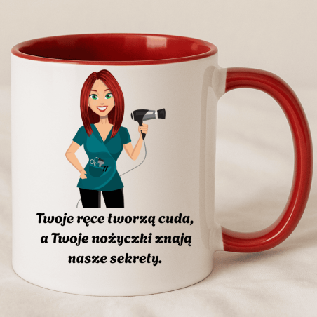 Personalizowany kubek fryzjerski – humorystyczny upominek z tekstem