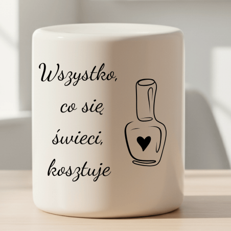 Na więcej brokatu w życiu Skarbonka dla kreatywnej duszy beauty z własnym napisem i grafiką