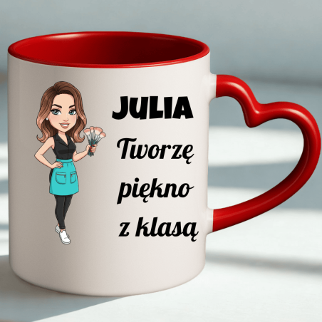 Gdy praca daje radość kubek dla makijażystki z imieniem i personalizacją