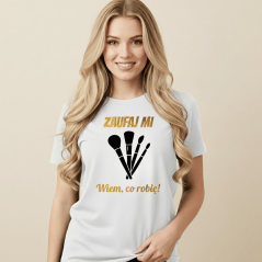 Pasja do makijażu praktyczny prezent biały T-shirt z możliwością wyboru grafiki