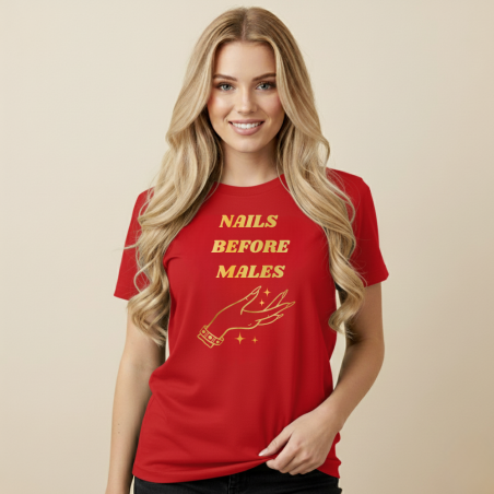 Zabawny prezent dla stylistki paznokci Czerwony t-shirt personalizowany