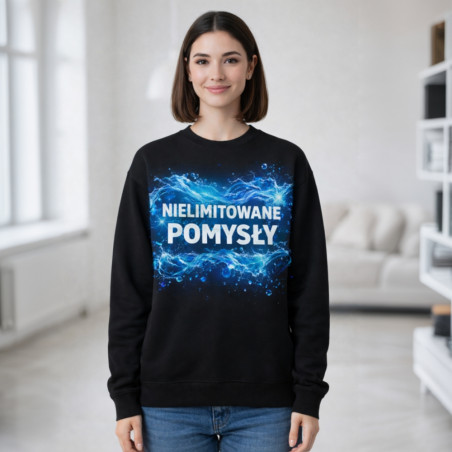 Wyróżniająca się bluza z Twoim pomysłem Pełna paleta możliwości Czarna damska bez kaptura Prezenty
