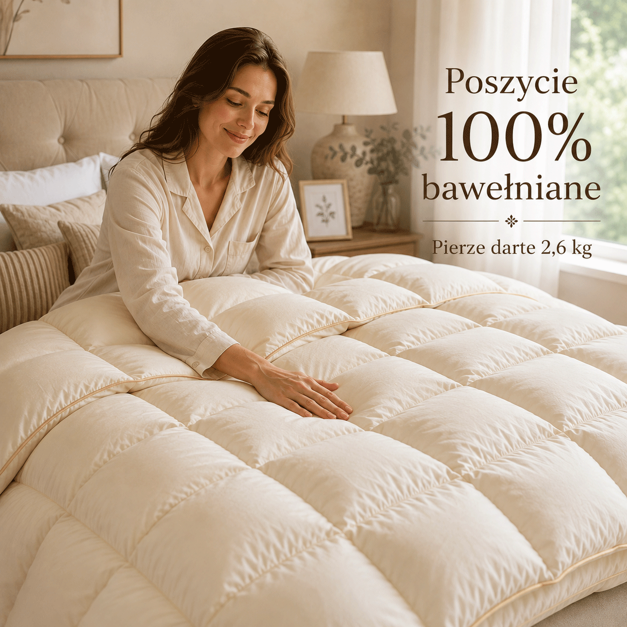 Kołdra z pierza 180x200 poszycie ze 100% bawełny
