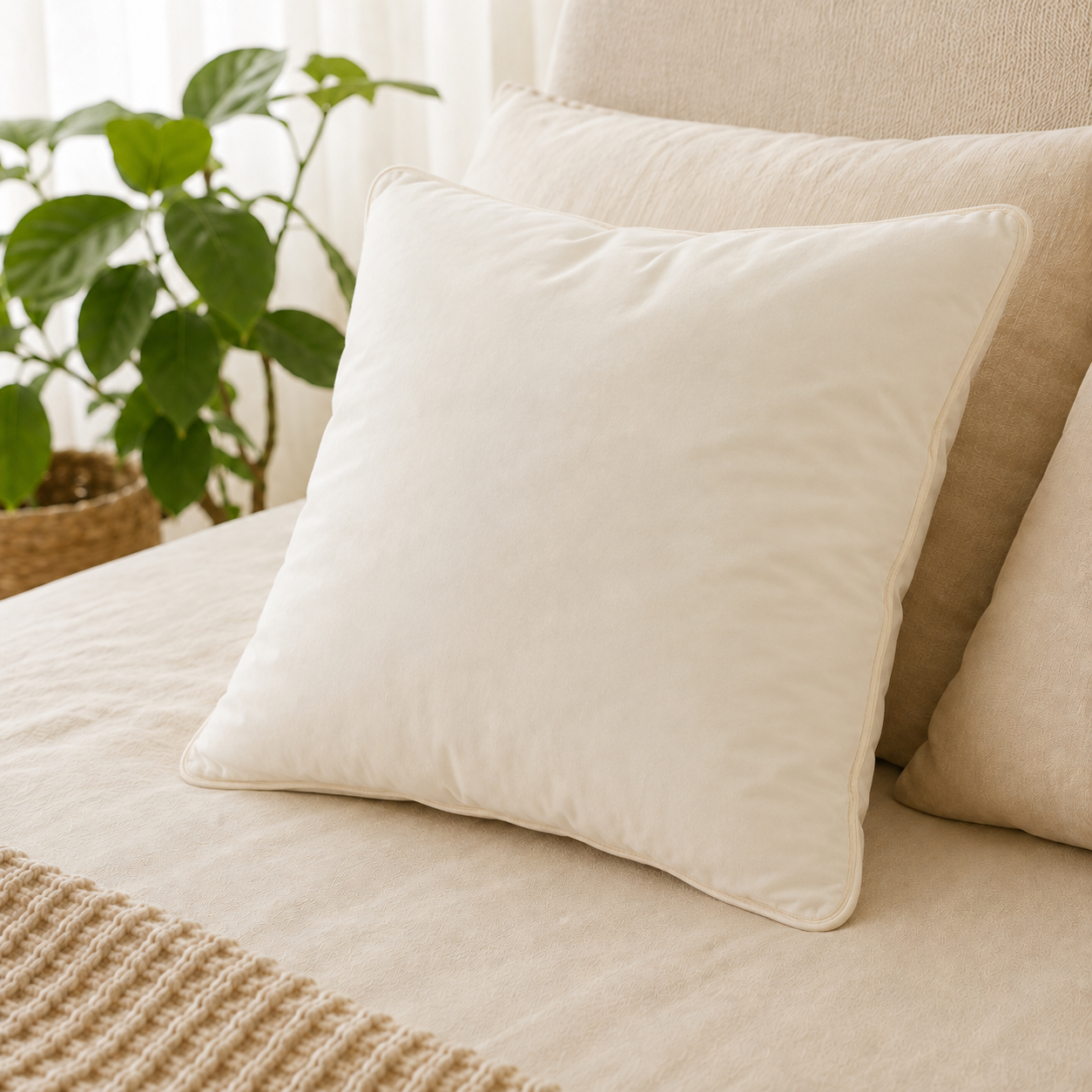 Poduszka z pierza 40x40 naturalna kremowa 100% bawełna