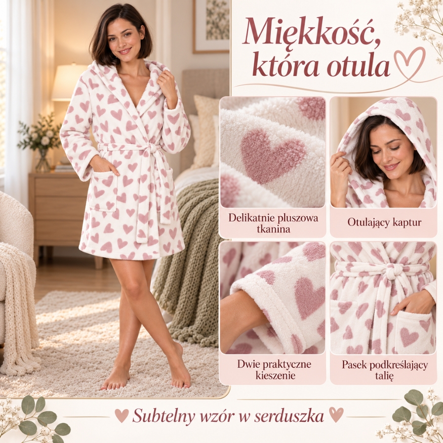 szlafrok damski w serca