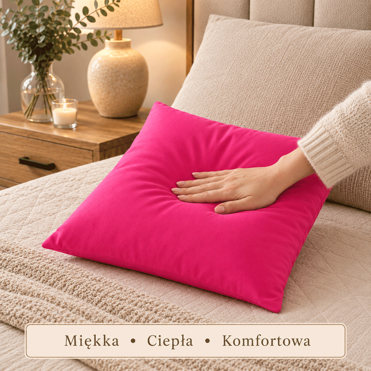 Poduszka 45x45 wypełnienie 60% wełna owcza 40% włókna syntetyczne