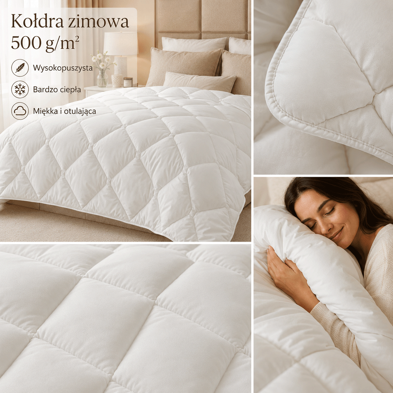 Gruba kołdra zimowa 200x240 500 g m2