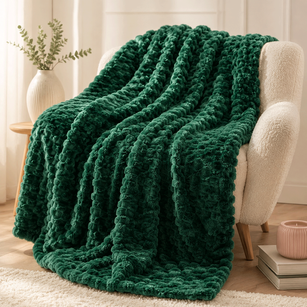 Zielony Koc 200x220 Narzuta pled na kanapę łóżko 220x200