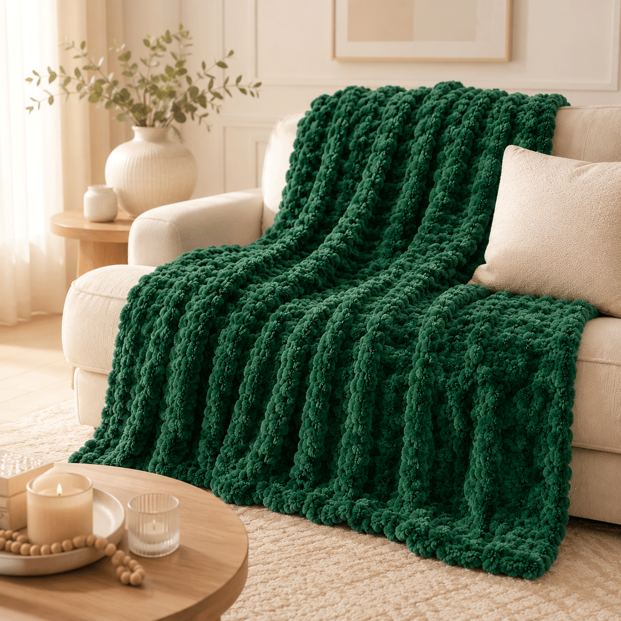 Zielony Koc 200x220 Narzuta pled na kanapę łóżko 220x200